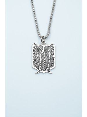 Attack On Titan Anime Gümüş Kaplama Örme Zincir Kolye