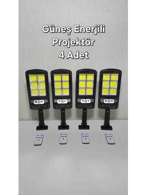 Güneş Enerjili 4 Adet Ev Bahçe Mandıra Yol Sokak Aydınlatma Projektörü