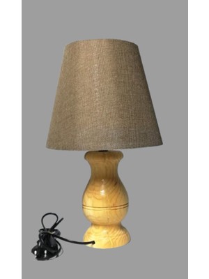 Kahverengi Ahşap Ayaklı Şık Yatak Odası Abajuru