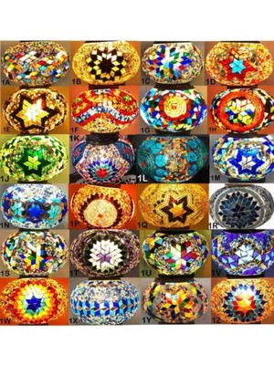 Renkli Dekoratif Mozaik Cam Lamba 15 cm Çapında, Şık ve Otantik Tasarım