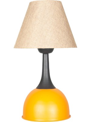 Şirin Modern Masa Gece Lambası, Turuncu Taban ve Kahverengi Başlık ile Şık Tasarım