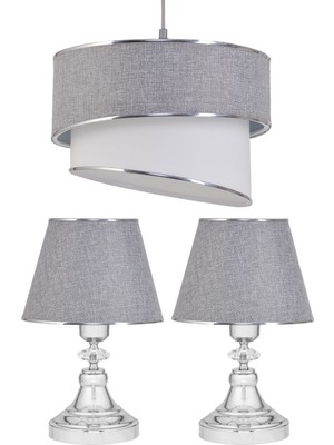 3'lü Kristal Avize Seti, Krom Metal Ayak, Modern ve Şık Tasarım