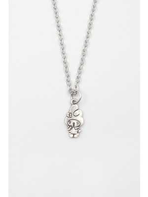 Sanrio My Melody Kolye - Düz Ezme Ithal Zincirli Unisex Gümüş Kaplama - 60 cm