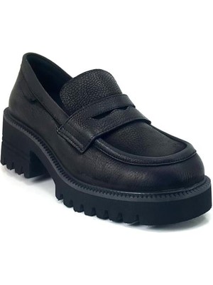 Mammamia 3075 Hakiki Deri Günlük Kadın Ayakkabı-Siyah