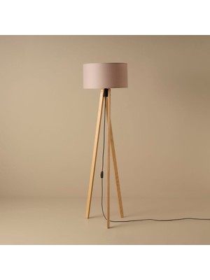 Şık Ahşap Lambader, Bej Tonlarında, 40X40X125 Cm, Estetik ve Fonksiyonel Tasarım