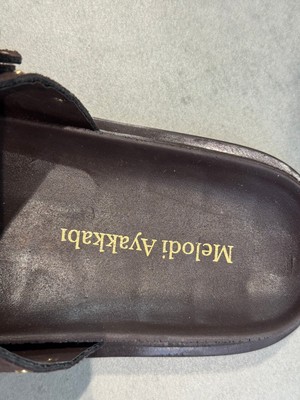 Melodi Ayakkabı Bard Kahve  Kadın Siyah Çift Tokalı Düz Taban – Günlük Yazlık Terlik Modeli