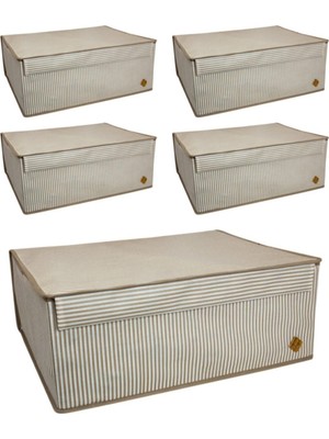 About The Perfect Kahverengi 5 Adet Kapaklı Çok Amaçlı Saklama ve Düzenleme Hurçleri 50X40X19