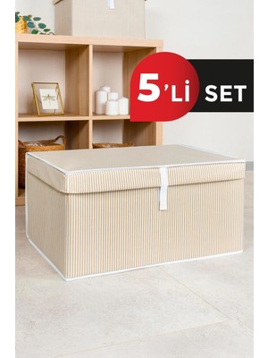 About The Perfect 5 Adet Kapaklı Çok Amaçlı Saklama Kutusu 60X40X30 Kahverengi