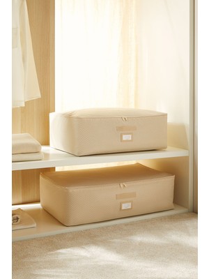 About The Perfect 2'li Bej Balıksırtı Baza Altı Yastık Yorgan Takımı