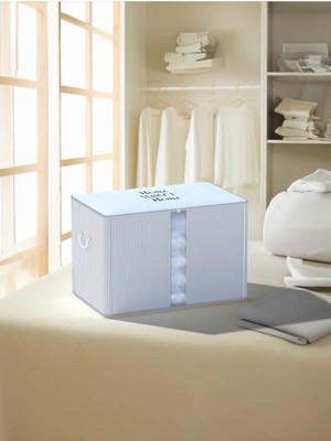 About The Perfect Yıkanabilir Pamuklu Mavi Dikey Çizgili Mega Boy Hurç 46X74X46CM