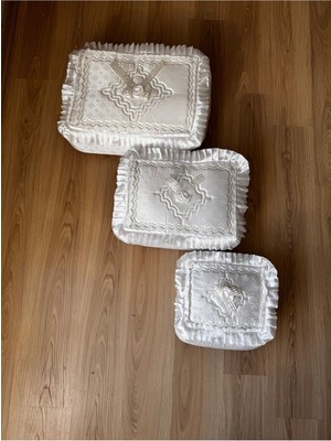 About The Perfect Bej 3'lü Çeyizlik Set, Söz, Nişan ve Gelin Modeli Hurcu ve Bohça Takımı