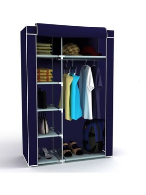 About The Perfect Lacivert Tek Yandan Raflı Askılı Bez Dolap, Şık ve Kullanışlı Depolama Çözümü