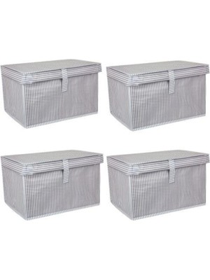 About The Perfect 4'lü Çok Amaçlı Kapaklı Hurç ve Kutu, 40X30X26, Gri