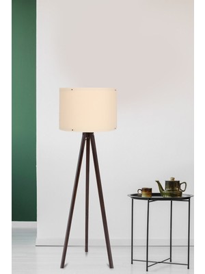 Şık Mdf Ayaklı Lüx Krem ve Kahve Lambader, Modern Tasarım