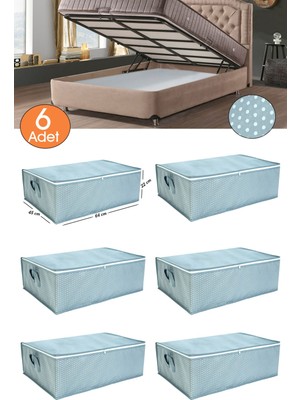 About The Perfect 6 Adet Puanti Desenli Baza Altı Saklama Hurcu, Mavi, Büyük Boy, 65X45X22 cm