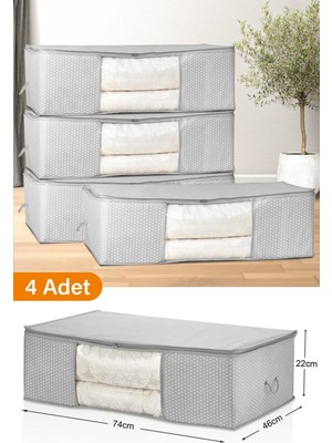 About The Perfect 4'lü Gri Benekli Pencereli Mega Boy Baza Altı Hurç 74X46X22 cm