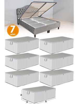 About The Perfect 7 Adet Antrasit Çizgili Büyük Boy Baza Altı ve Çekyat Tipi Hurç 65X45X22 cm