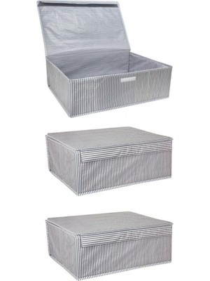 About The Perfect 3'lü Gri Baza Iç Düzenleyici Kapaklı Organizer Kutusu 50X40X19 cm