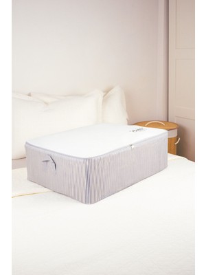 About The Perfect Büyük Boy Beyaz Gri Çizgili Baza Altı Organizer 62X46X22