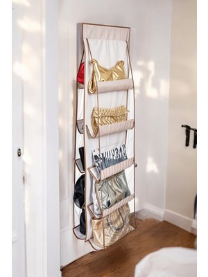 About The Perfect Pembe Çanta Saklama Organizeri, 10 Cepli, 125X37CM, Pratik ve Şık Düzenleyici