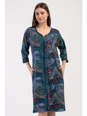 Pamuklu Kadın Büyük Beden 3/4kol Fermuarlı Ev Elbısesı
, 410069