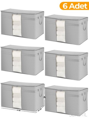 About The Perfect 6 Adet Pencereli Yastık Yorgan Hurcu, 75X40X40 Cm, Antrasit Renk