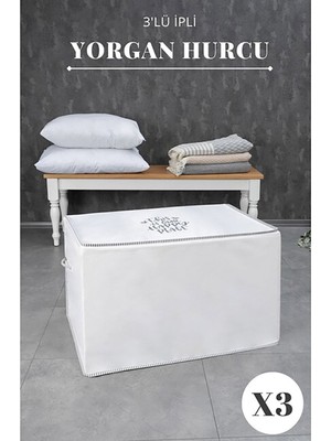 About The Perfect 3'lü Baskılı Ipli Yorgan Hurcu, 75X45X45 Cm, Beyaz, Şık ve Kullanışlı Ürün.