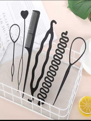 6 Lı Saç Topuz Yapma ve Saç Örme Aparatlı Tarak Seti Saç Şekillendirme Saç Toplama Aparatları