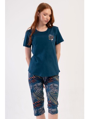 Pamuklu Kadın Büyük Beden Kısa Kol Kaprili Pijama Takım
, 409227