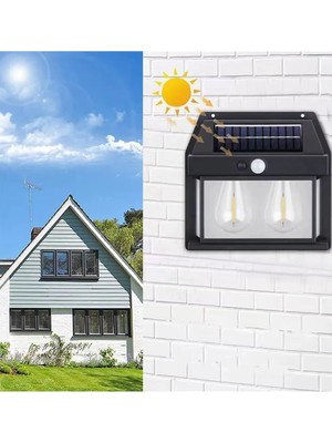 Çift Ampullü, Renkli, Dış Mekan Güneş Enerjili Aydınlatma, Duvara Monte