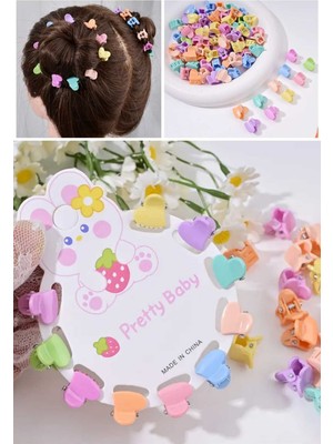 10 Adet Pastel Tonlarda Kalpli Kız Çocuk Küçük Mandal Toka Minik Toka Okul Tokası Çocuk Tokası