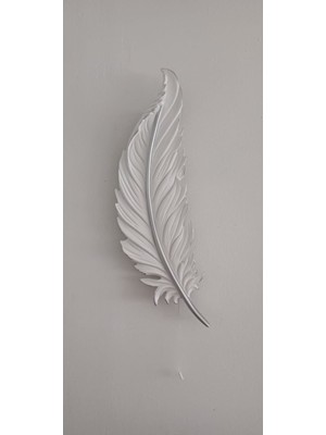 Ledli Tüy Aplik Duvar Dekoratif Aydınlatma 60X18 cm Beyaz