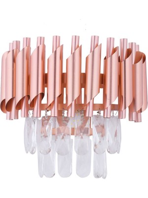 Avizemoda Palmira Prizma Kesim Kristal Taşlı Lüks Aplik - (Rose Gold)