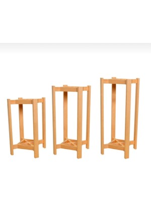 Ahşap Çiçeklik Ahşap Saksı Standı Naturel