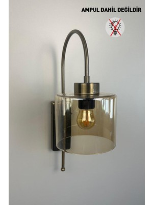 Bal Rengi Cam Aplik, Modern ve Şık Duvar Lambası, Otel, Cafe, Salon ve Yatak Odası Için