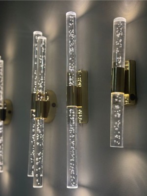 Şık Modern Ledli Aplik, 51 Cm, Altın Renk, Pilli, Büyük Model