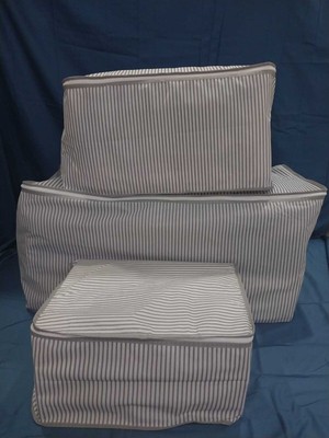 About The Perfect Gri Çizgili 3'lü Hurç Seti, Şık ve Kullanışlı Çeyizlik Organizerleri