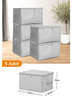 About The Perfect 5'li Mini Gri Benekli Baskılı Hurç, 30X22X18 Cm, Şık ve Kullanışlı Set