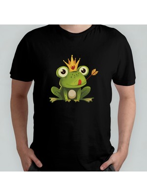 Pixxa Kurbağa Prens Unisex %100 Pamuklu Bisiklet Yaka T-Shirt Model 1