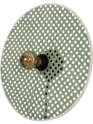 Pastel Yeşil Bambu Yuvarlak Duvar Aydınlatması, Dekoratif Iç Mekan Lamba 40 cm