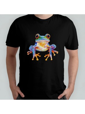 Pixxa Sevimli Kurbağa Unisex %100 Pamuklu Bisiklet Yaka T-Shirt Model 3