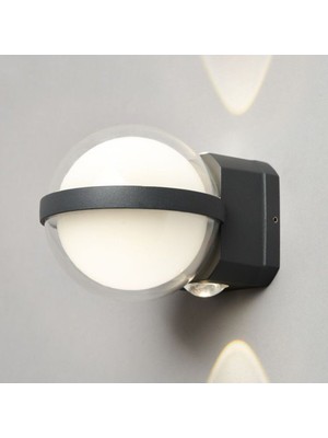 12W 3200K 3 Yönlü LED Aplik, Iç-Dış Mekan, Modern Tasarım, Elektrikli, Siyah