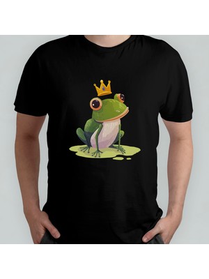 Pixxa Kurbağa Prens Unisex %100 Pamuklu Bisiklet Yaka T-Shirt Model 2