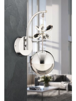 Küresel Krom Ledli Aplik, Salon, Mutfak, Oda, Oturma Odası, Hol, Modern Tasarım