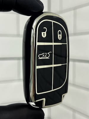 Fiat Egea Cross 500X 500L Uyumlu Anahtar Kılıfı Siyah Gümüş