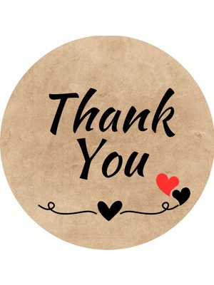 'thank You' Yazılı Etiket Kuşe Sticker Hediye Paketleme Kargo Etiketi-20 Adet