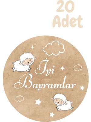 20LI Etiket ' Kurban Bayramı Temalı ' Yapışkanlı Sticker Küçük Boy