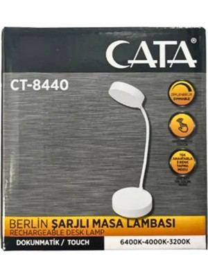 Şarjlı Dokunmatik Masa Lambası, Modern ve Şık Beyaz Tasarım