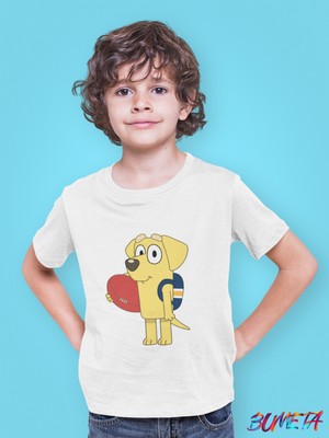 Bumeta Bluey Sevimli Köpek Kardeşler Lucky Çocuk Tişört T-Shirt