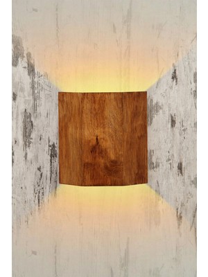 Kahverengi Ahşap Yansıtmalı Çift Yönlü Duvar Aplikası, Salon ve Otel Dekoru